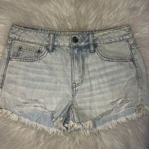 American Eagle Outfitters Light Blue Distressed Jean Shorts